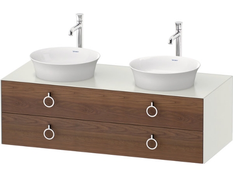 DURAVIT Tulip blanco, mueble de baño colgado en la pared, ancho 1300 x profundidad 550mm, con 2 cajones, con tirador, WT4993B