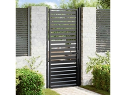 Puerta de jardín con cerradura, color negro, 100 x 200 cm, aluminio, WSD390391 Lovely House
