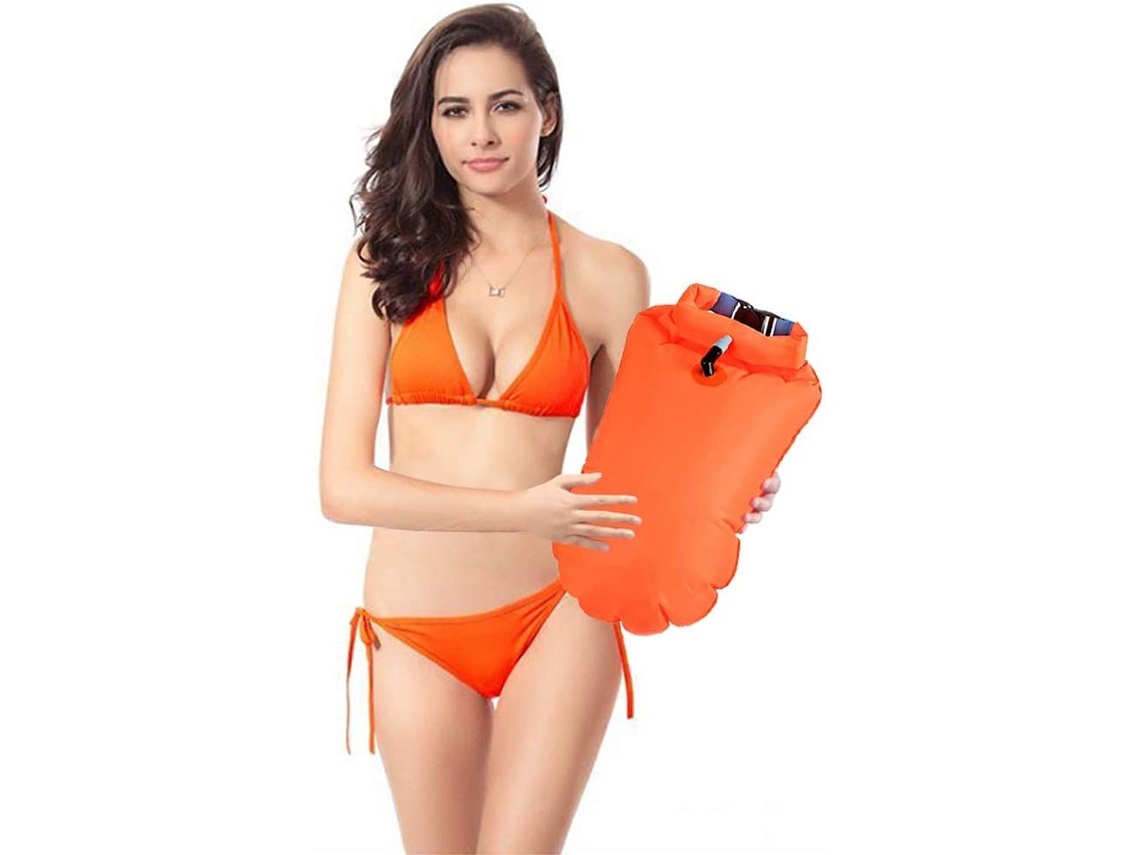 Boya de natación para aguas abiertas, boya de natación colorida y muy visible, mochila flotante impermeable con compartimento de almacenamiento