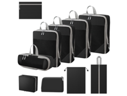 Juego De Organización Para Clasificar Ropa De 10 Piezas, Cubos De Embalaje Para Viajes Que Ahorran Espacio CHRUI Black