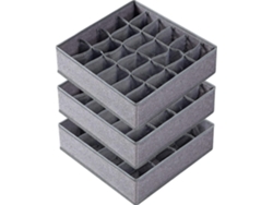 Organizador de cajones Sunrain, paquete de 3, divisores para calcetines y ropa interior, 64 compartimentos, plegable, en tela Neveance