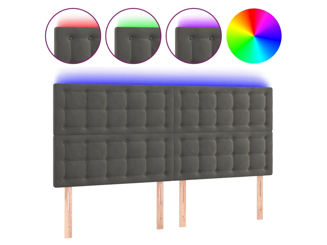 Cabecero de cama de terciopelo gris oscuro con iluminación LED MAISON EXCLUSIVE (180x5x118 cm)