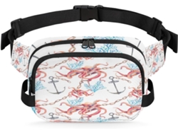 Riñonera para mujer con estampado de pulpo y ancla, 22,8 x 6,3 x 15,5 cm, diseño DIY, impermeable.