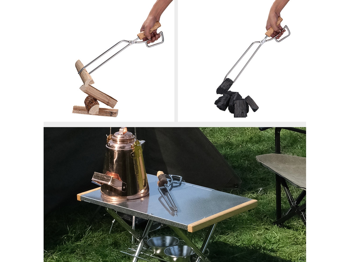 Pinza Para Barbacoa De Acero Inoxidable Para Camping Randonnée Picnic Attrape-bois