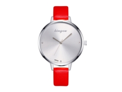 Reloj De Cuarzo Para Mujer Con Correa De Pu, Estilo Sencillo, Plateado K6009-1a (rojo)