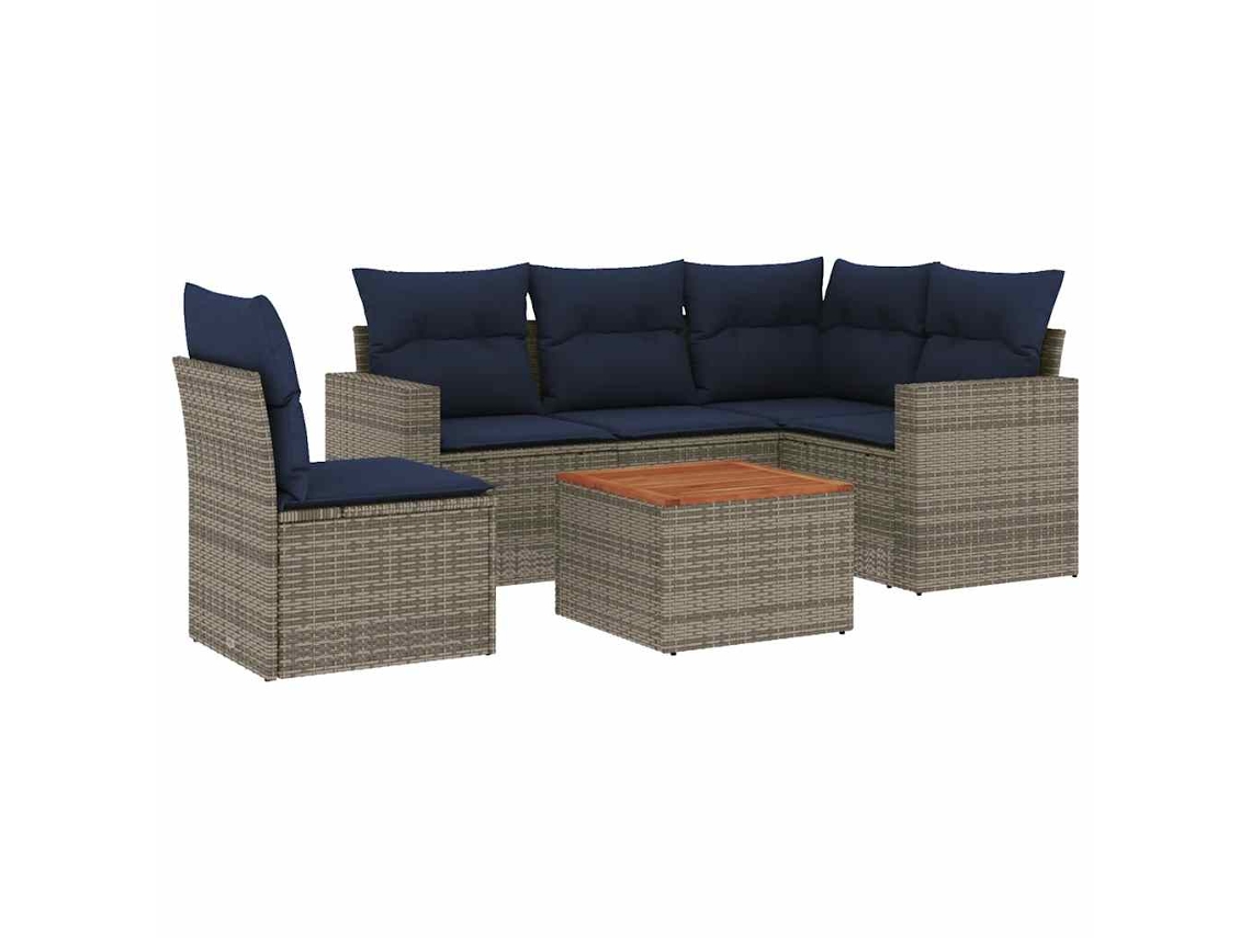 Maison Exclusive - Set De Sofás De Jardín 6 Pzas Con Cojines Ratán Sintético Gris
