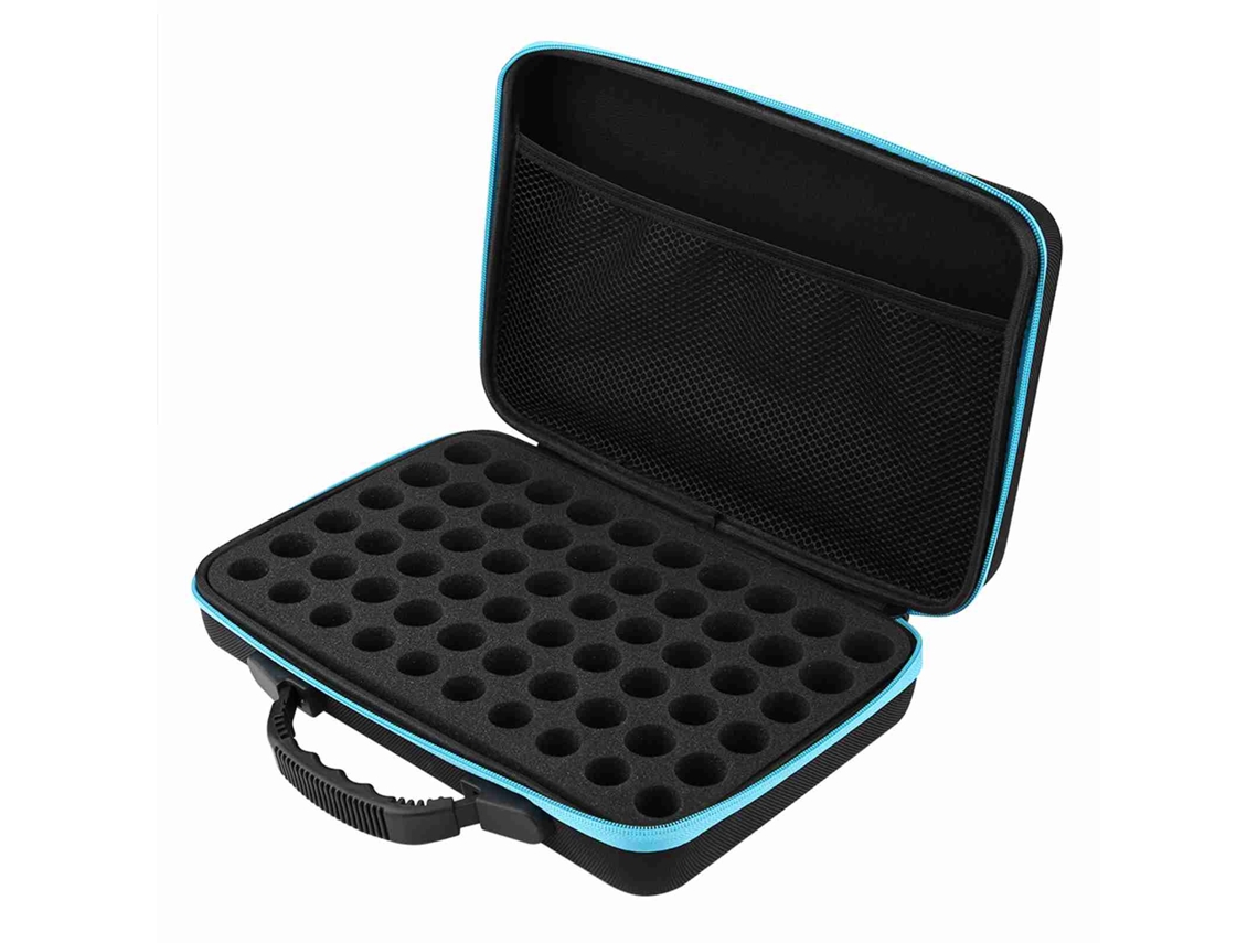Estuche Para Transportar Aceites Esenciales Con Carcasa Rígida, 60 Frascos De 5 Ml/10 Ml/15 Ml, Azul.
