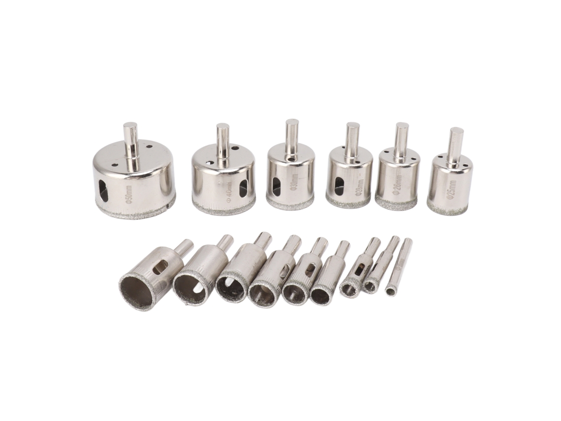 Kit De 15 Brocas De Diamante, Sierra De Corona De 6-50 Mm, Para Vidrio, Azulejos, Cerámica, Mármol Y Porcelana.