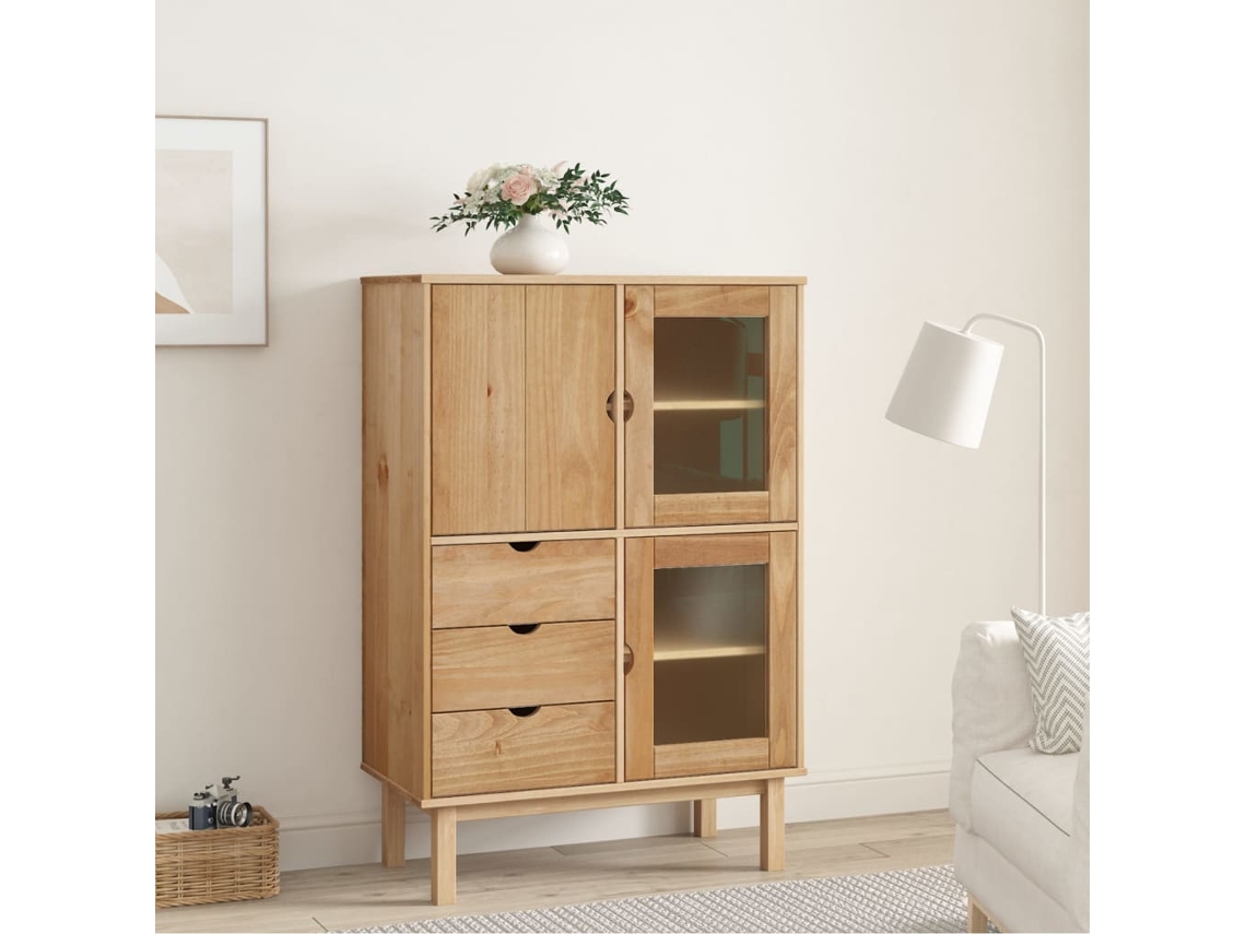 Aparador | Mueble De Comedor | Buffet De Madera Maciza De Pino 85x43x125 Cm Wsd99054