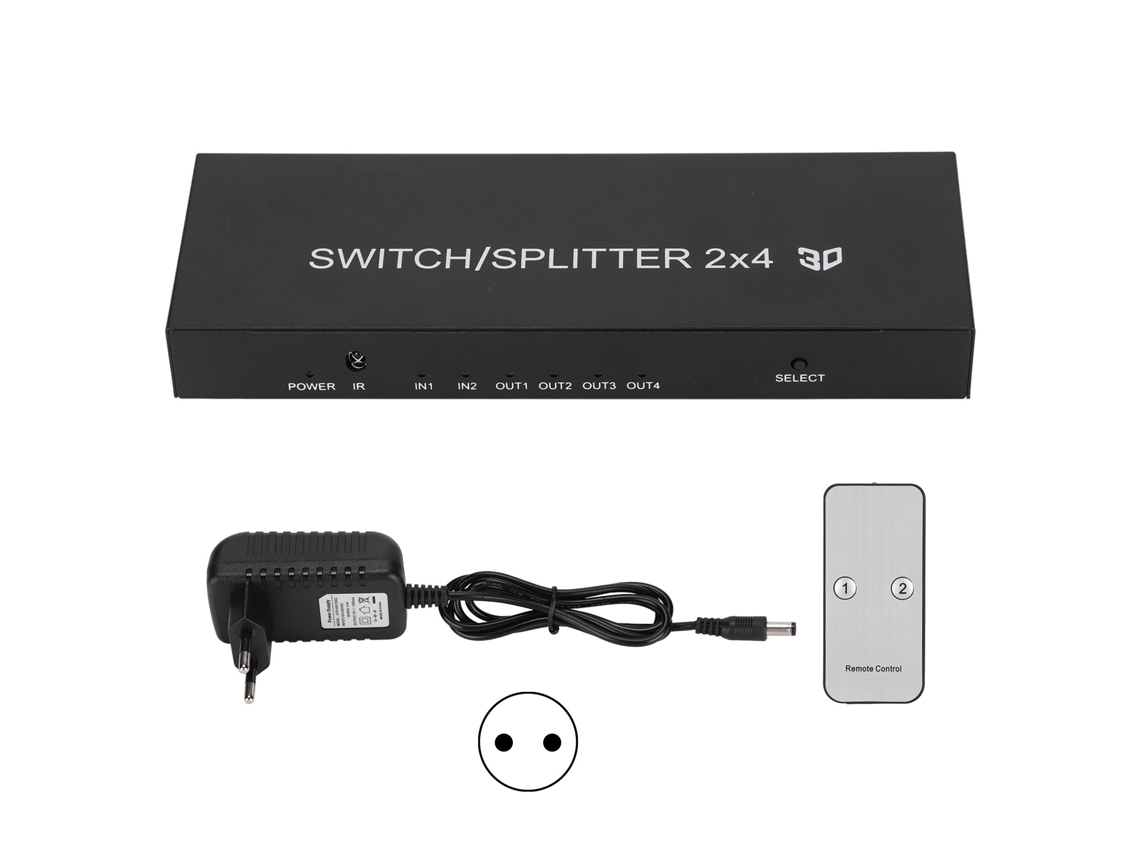 Conmutador Hdmi 2.0, 2 Entradas, 4 Salidas, Uhd 4k Para Ps4, Enchufe Europeo, Interfaz Multimedia Hd