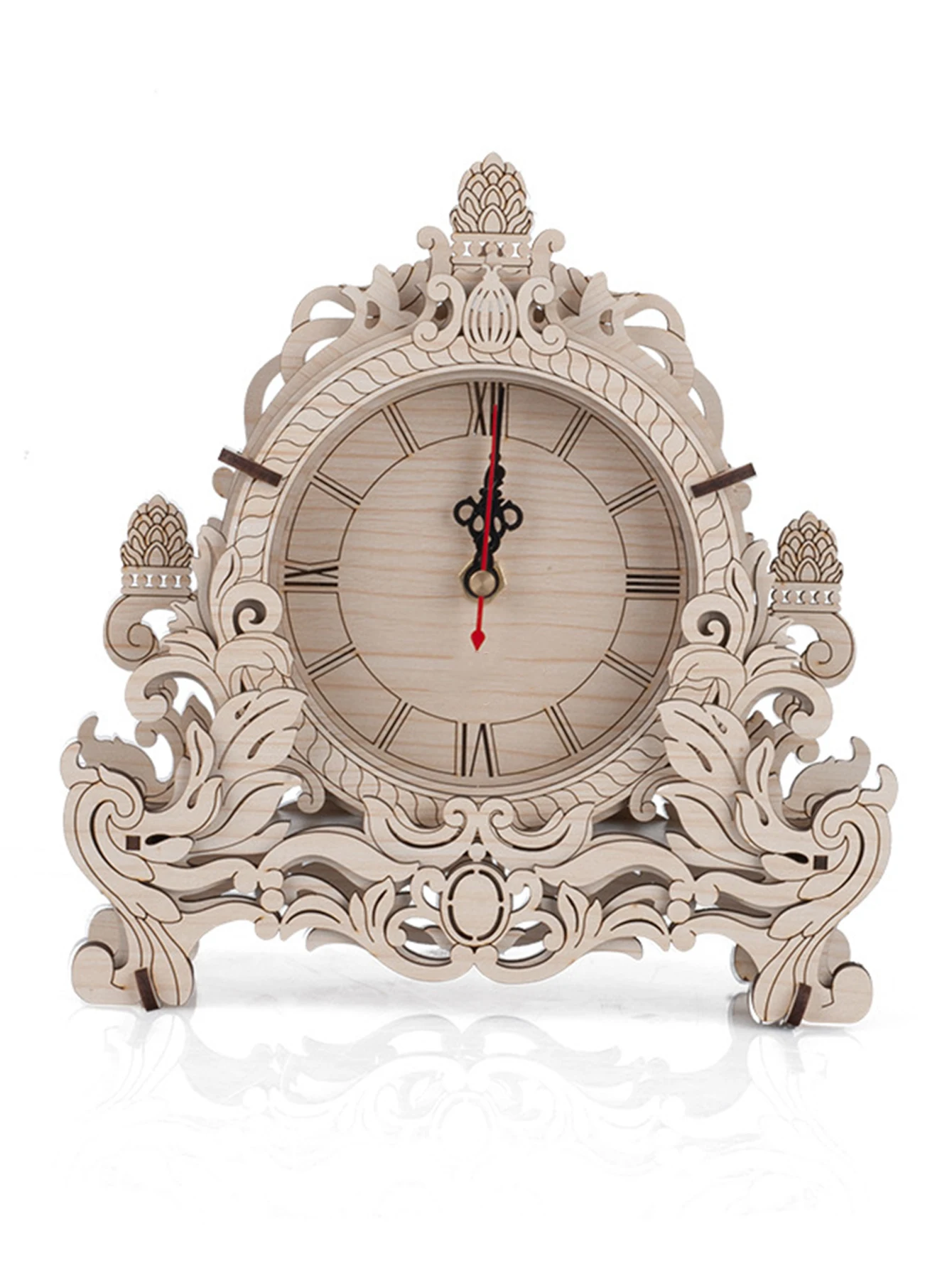 Kit De Montaje De Modelo De Reloj De Madera 3d, Reloj De Escritorio, Bloques De Construcción Diy