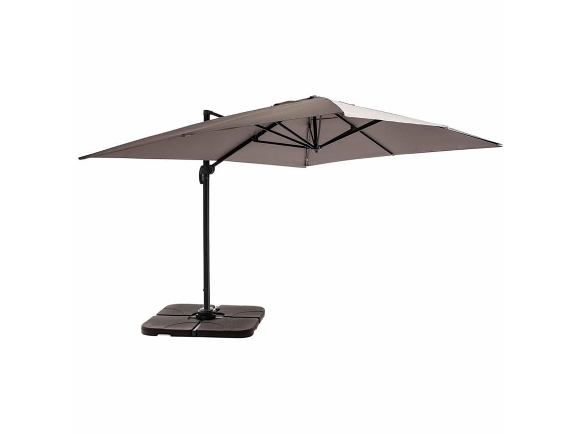 Parasol Desplazado De 3x4m Y 4 Losas De Relleno De Aluminio Color Topo