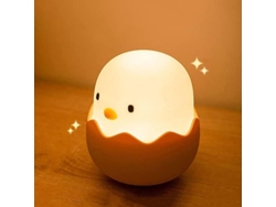 Luz nocturna para bebés y niños, ajustable al tacto, recargable, LED de silicona, adorable pollito con cáscara de huevo.