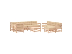 Maison Exclusive - Juego De Muebles De Jardín 10 Piezas Y Cojines Madera Maciza