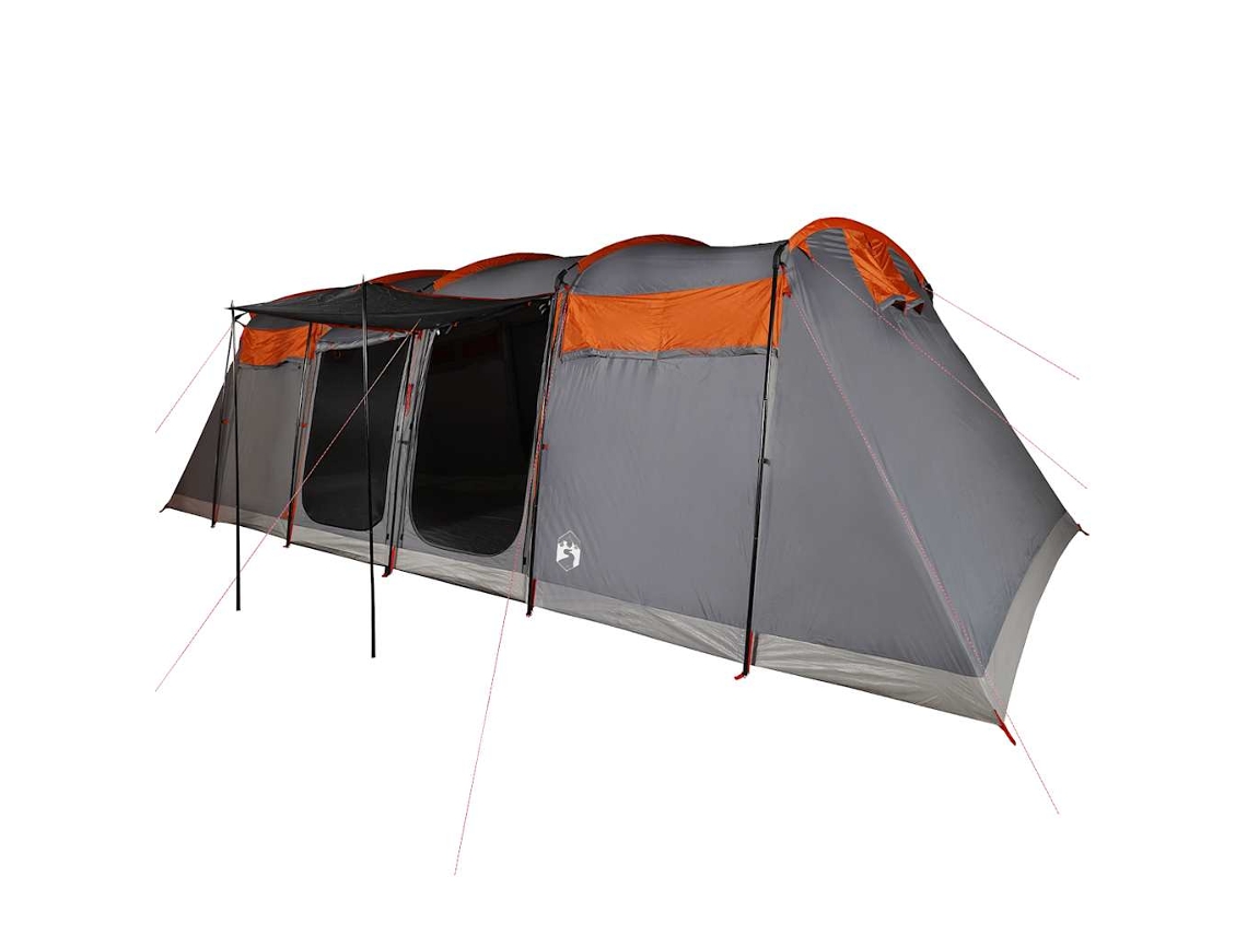 Tienda campaña familiar túnel 10 personas VIDAXL impermeable naranja