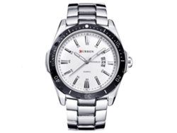 Reloj De Pulsera Para Hombre De Acero Inoxidable Con Calendario Y Movimiento De Cuarzo Blanco.