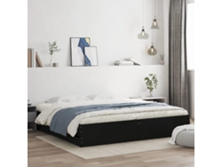 Estructura Cama Con Cajones Madera Ingeniería Negra 200x200 Cm