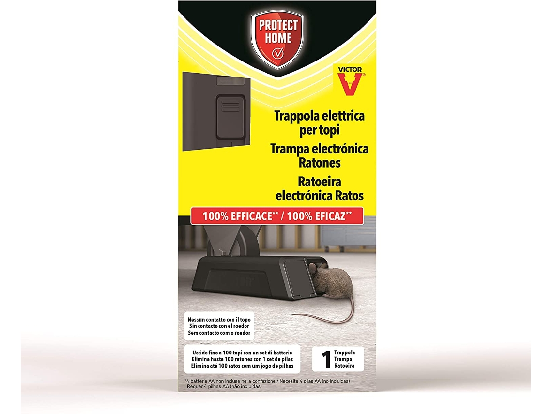 PROTECT HOME Trampa para Ratones Eléctrica 100% Eficaz Alto Voltaje 100 Descargas. Calidad Victor Control De