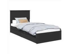 Maison Exclusive - Cama Con Almacenamiento Negro 90 X 190 Cm Madera De Ingeniería