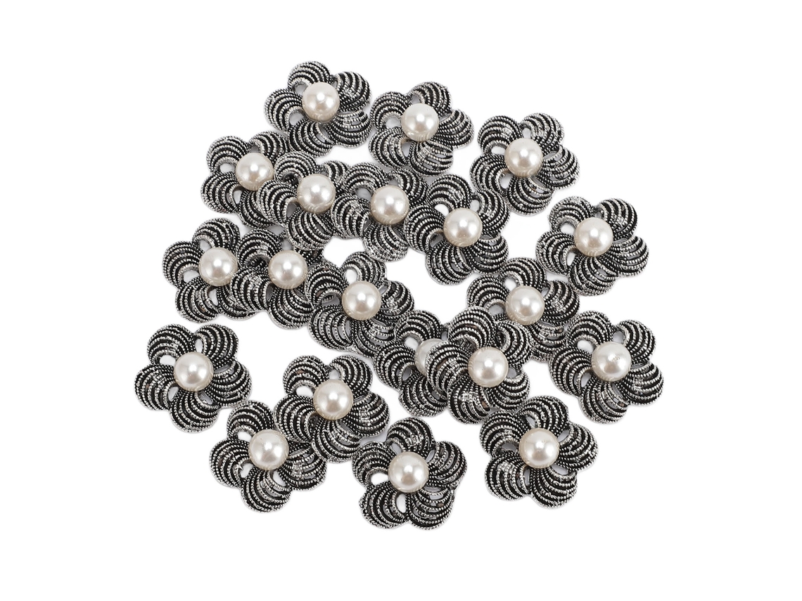 20 Botones Decorativos De Aleación De Zinc Con Forma De Flor Y Perlas Para Ropa, Zapatos, Manualidades Y Joyería.