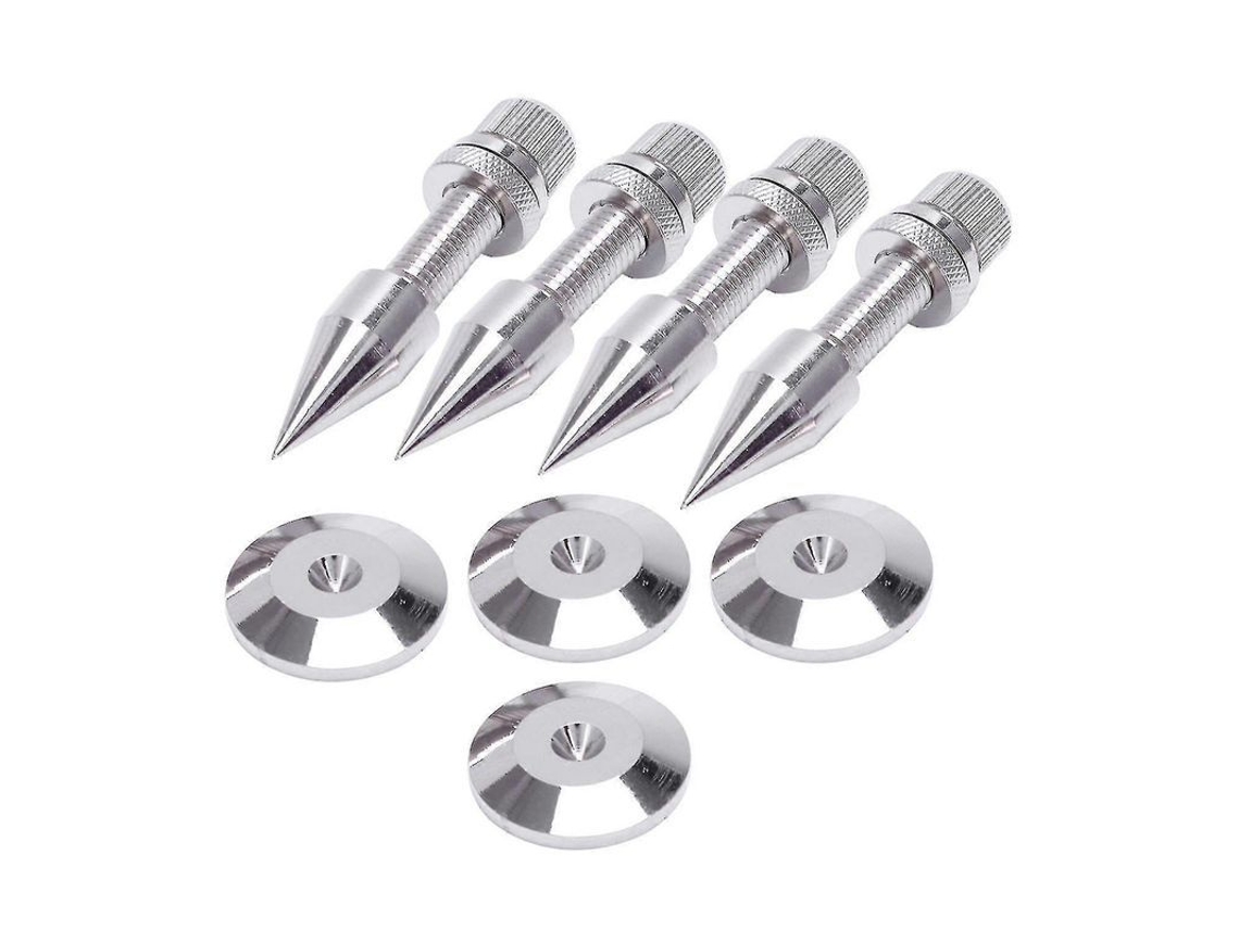 Conectores De Aislamiento De 4 Pines Para Altavoces Hi-fi, Base Cónica Plateada Antivibración Con Soportes (4 Unidades)