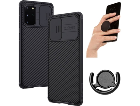 Carcasa, Popsocket y Soporte Samsung S20 Plus Camshield Nillkin Negro