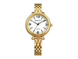 Reloj De Pulsera Para Mujer Re015 Con Movimiento De Cuarzo, Esfera Redonda Y Brazalete Dorado.