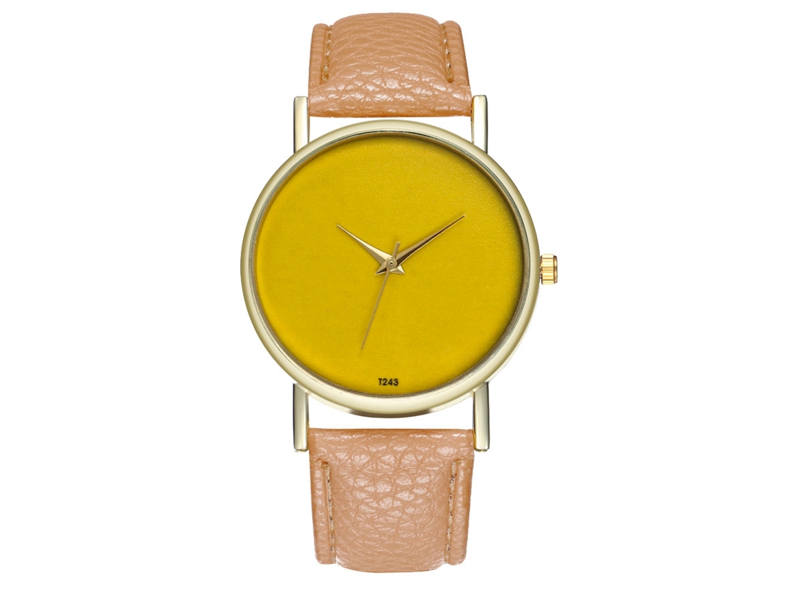 Reloj De Pulsera De Cuarzo De Moda Con Correa De Cuero Sencilla Para Mujer Y Hombre (beige)