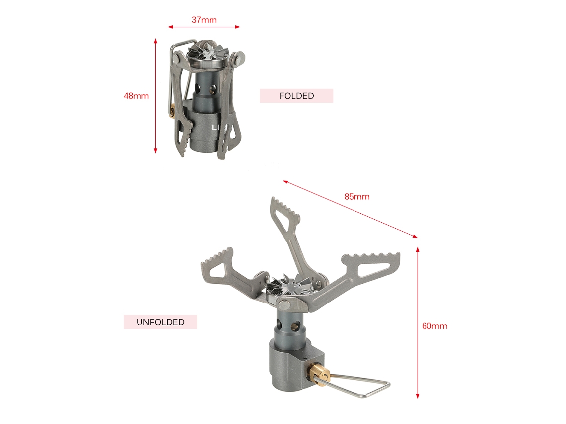 Hornilla De Gas Portátil Para Camping Lixada 25g Titanium 2700w, Quemador Plegable Con Bolsa