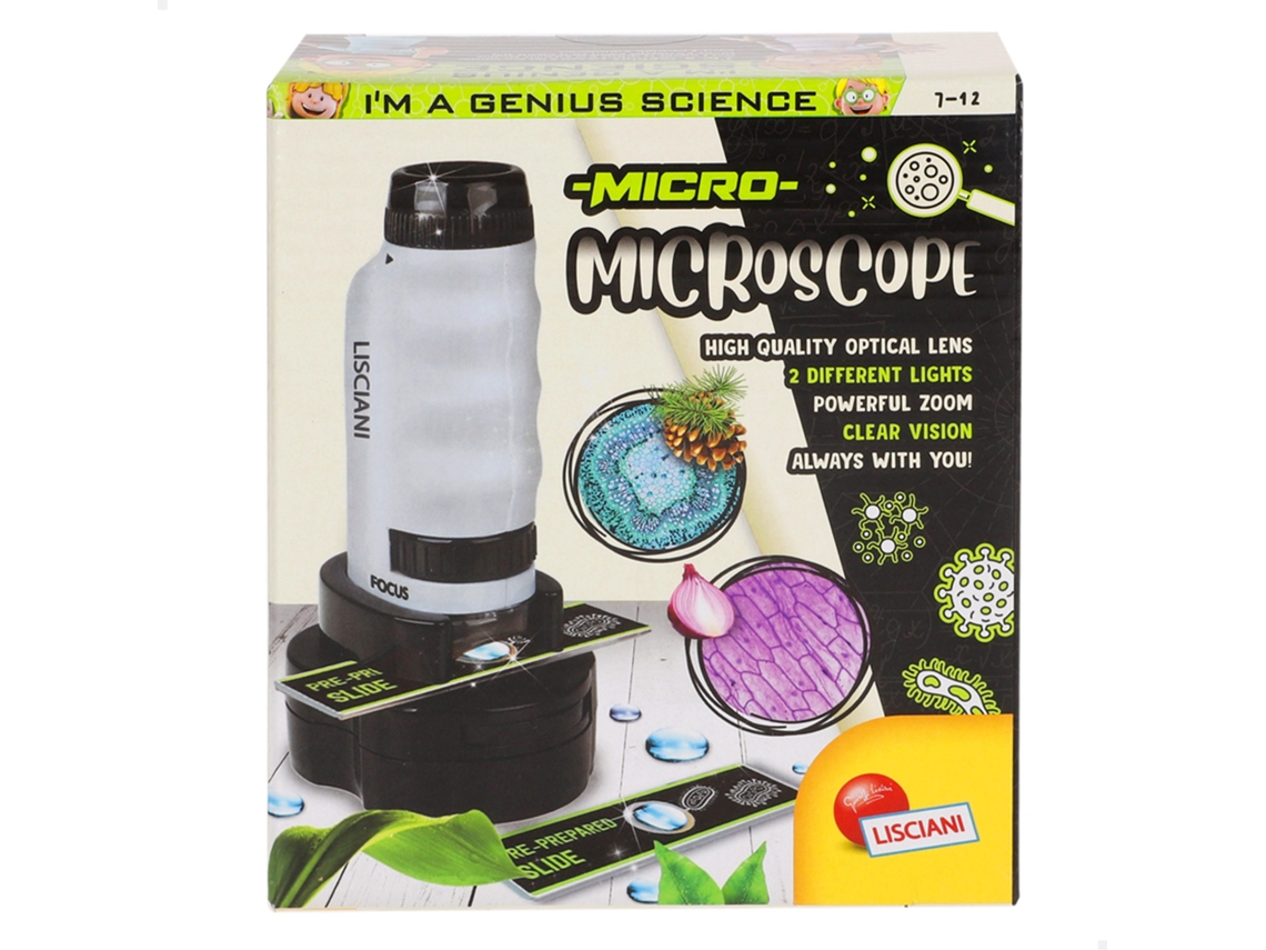 LISCIANI Micro Microscopio para niños portátil, pequeño y ligero 2 en 1
