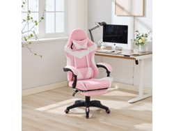 Silla De Juego Ergonómica Giratoria De 360 ° Para Oficinas Y Juegos Color Blanco Y Rosa