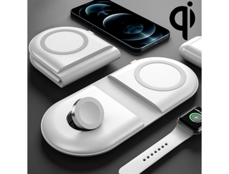Cargador Base Inalámbrico Dual Plegable Magsafe Teléfonos Móviles para Blanco