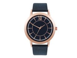 Reloj De Cuarzo Para Hombre Y Mujer, Correa De Piel Sintética, Estilo Sencillo, Azul Marino.