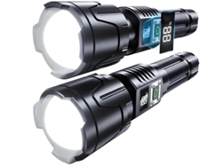 Szsmart 90000lm Linternas Recargables Con Zoom Impermeable Negro
