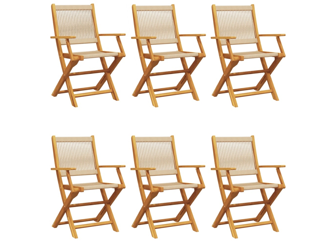 Maison Exclusive - Juego de 6 sillas plegables de jardín, madera maciza de acacia, color beige.