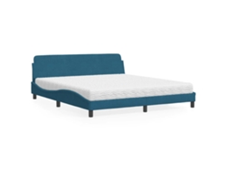 Cama Con Colchón Terciopelo Azul 180x200 Cm