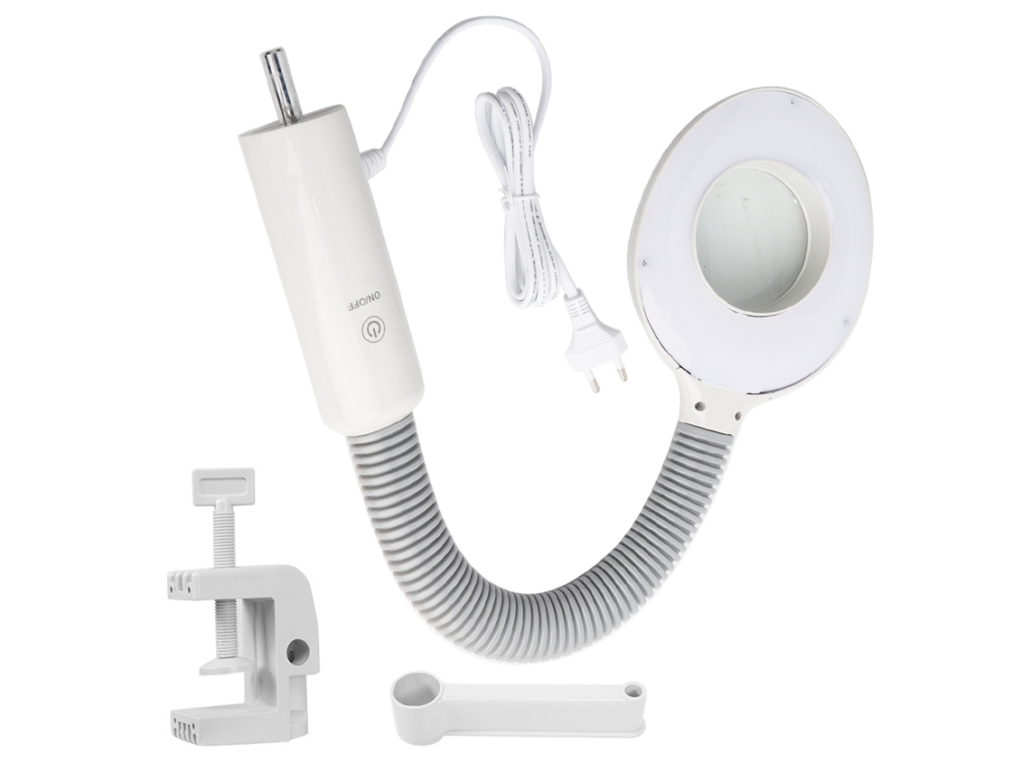 Lámpara LED USB portátil para tatuajes y uñas con lupa ajustable, luz blanca fría de 5 aumentos.
