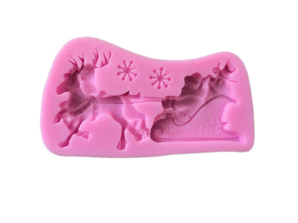 Plantilla De Silicona Para Decorar Pasteles, Galletas De Chocolate Y Pudines Navideños Con Diseño De Papá Noel, Trineo Y Elmo.