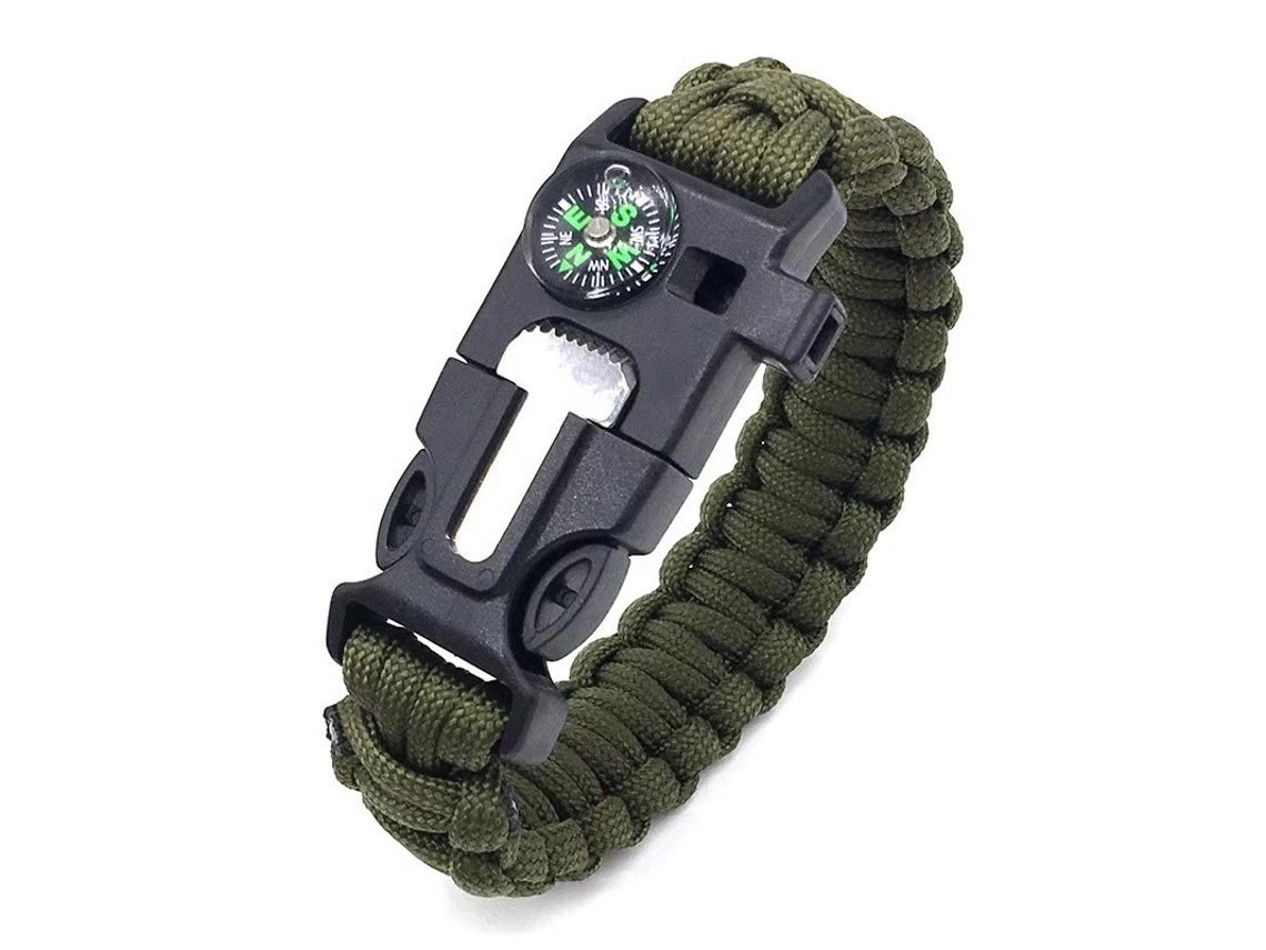 Pulsera Uso Multifuncional 5 En 1 Con Piedra De Fuego, Brújula Y Silbato Rescate, Equipo Supervivencia Para Senderismo, Camping Pesca, R