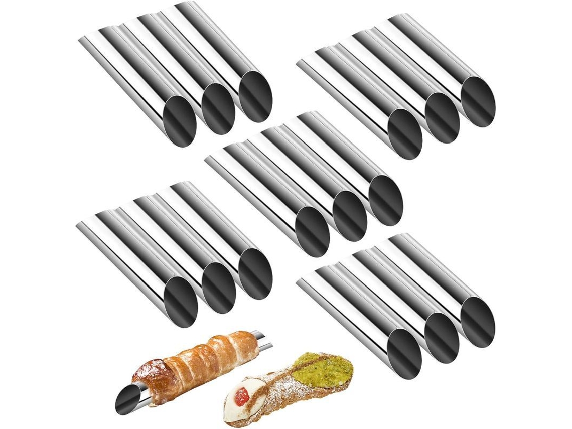 Moldes Para Cannoli De Acero Inoxidable De 5 Pulgadas, Antiadherentes, Paquete De 15 Unidades.