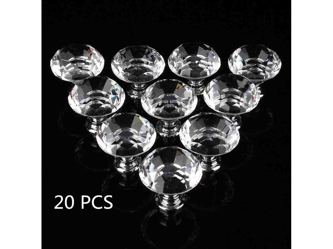 20 Tiradores De Cristal De 30 Mm Para Cajones, Armarios Y Roperos. Tiradores Uz.