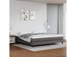 Cama Box Spring Con Colchón Cuero Sintético Gris 200x200 Cm