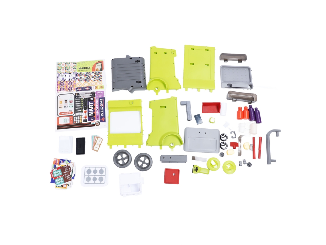 Ats-juego De Caja Registradora De Juguete Con Calculadora Interactiva, Máquina De Café Y Refrigerador Para Niños