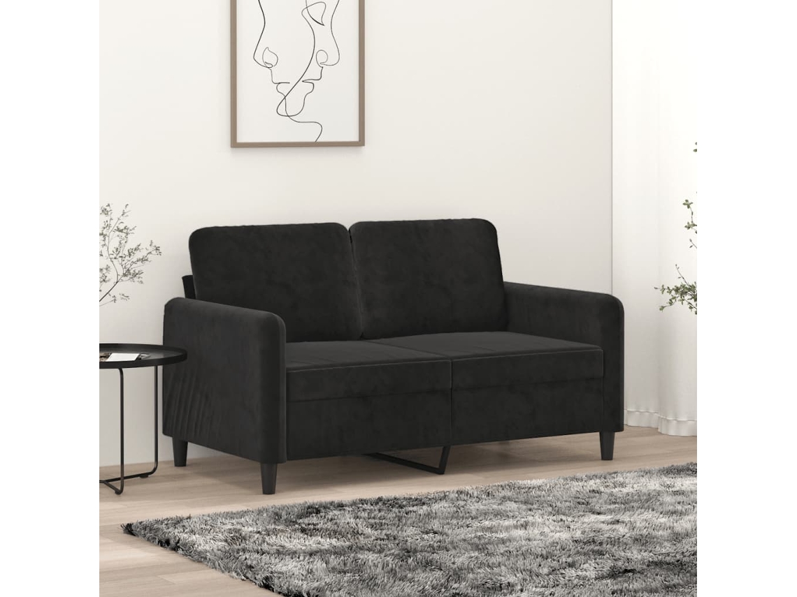 Sofá De 2 Plazas Terciopelo Negro 120 Cm