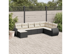 Conjunto de sofá de jardín de 8 piezas con cojines en mimbre sintético negro de DKD Home Decor