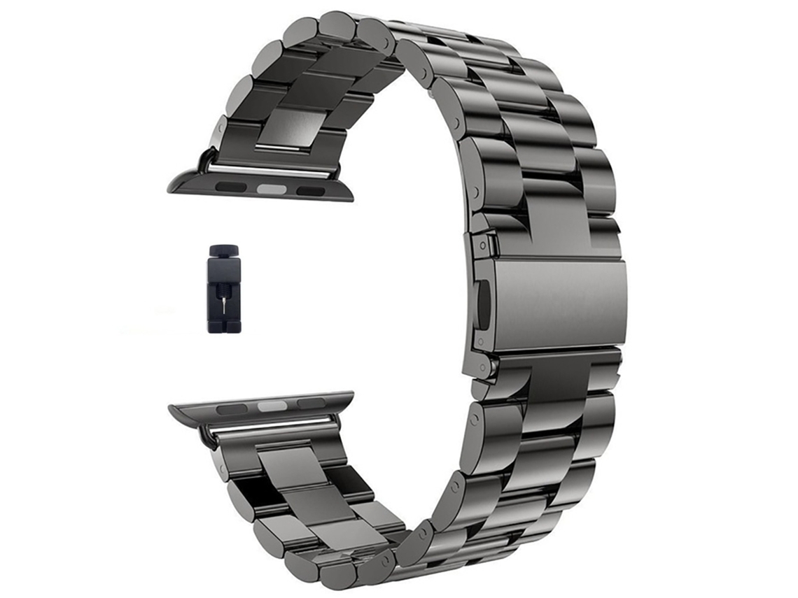 Correa De Acero Inoxidable Negra De 45 Mm Para Reloj Ios