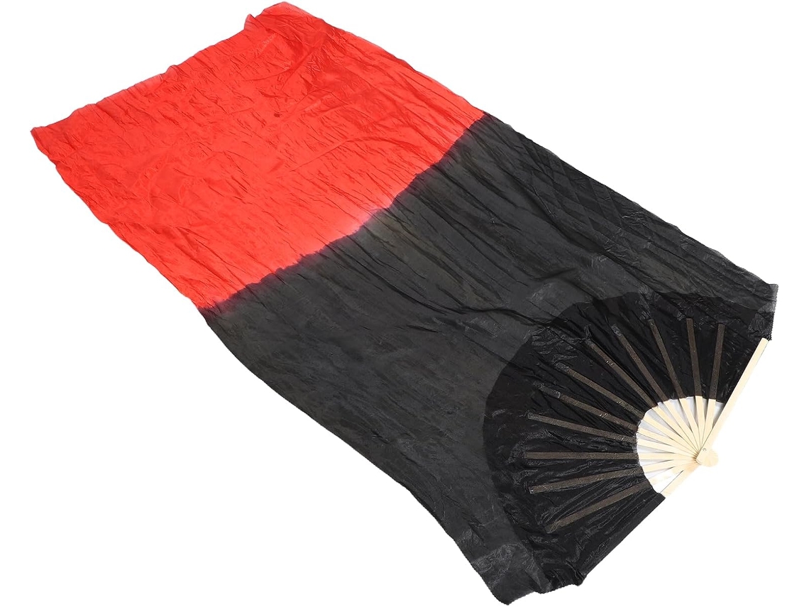 Abanico Largo 150 Sintética Degradado Negro Chino Plegable Varilla Bambú 31 Accesorio Ligero Danza Vientre