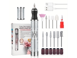 (¡Gris!) Lima de uñas eléctrica recargable para uñas acrílicas y de gel.