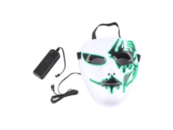 Máscara De Fiesta Verde Oscuro Aterradora Que Brilla Con Luz Blanca Fría Para Halloween Y Cosplay.
