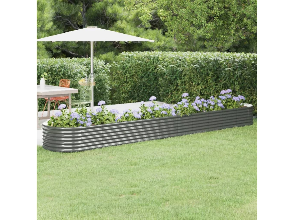 Jardinera elevada de 440 x 80 x 36 cm, acero con recubrimiento en polvo gris, DKD Home Decor